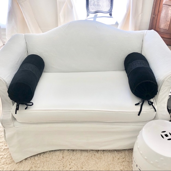 Pair of Velvet Bolo Pillows with Embroidery 18x7.5 - Picture 1 of 9